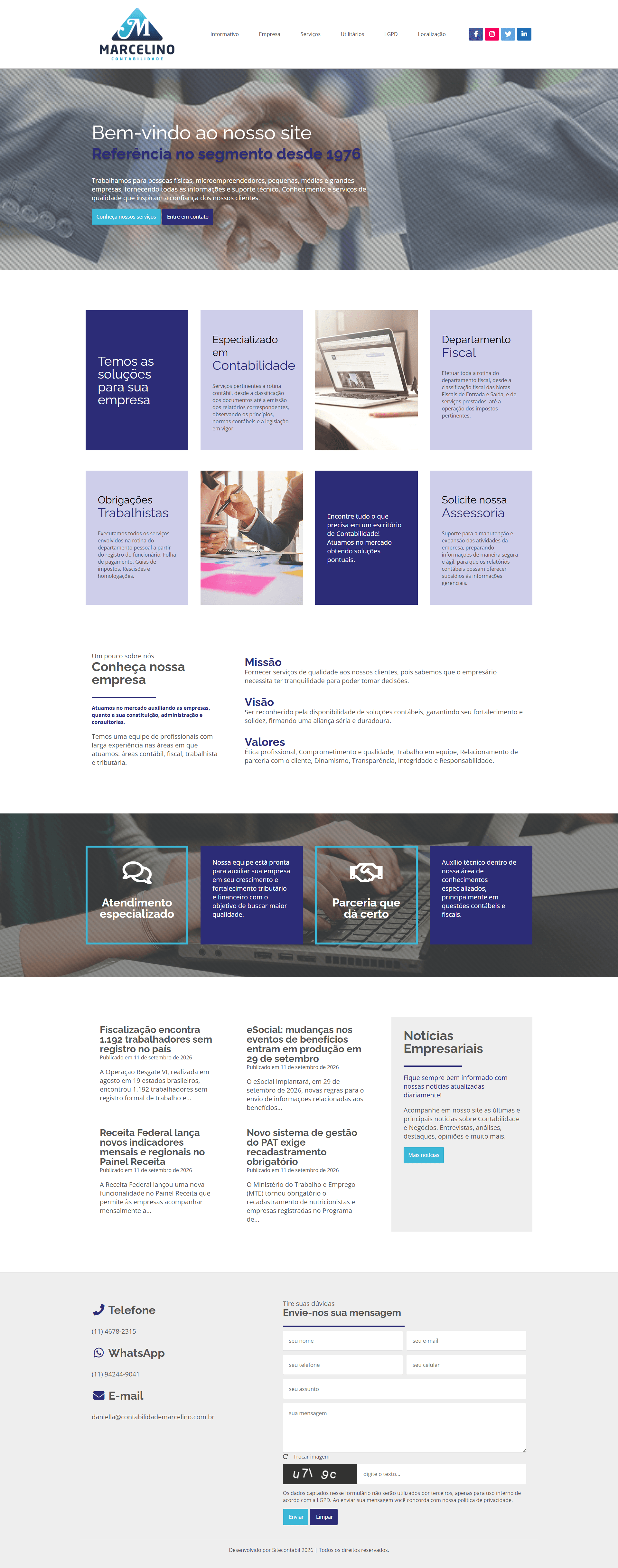 Prévia do site Contabilidade Marcelino