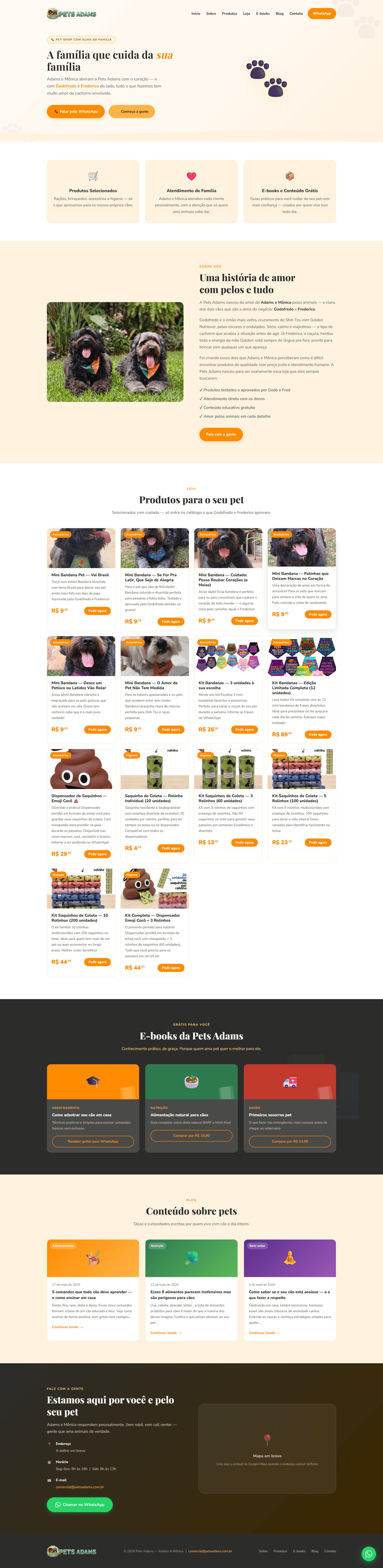Prévia do site Pets Adams